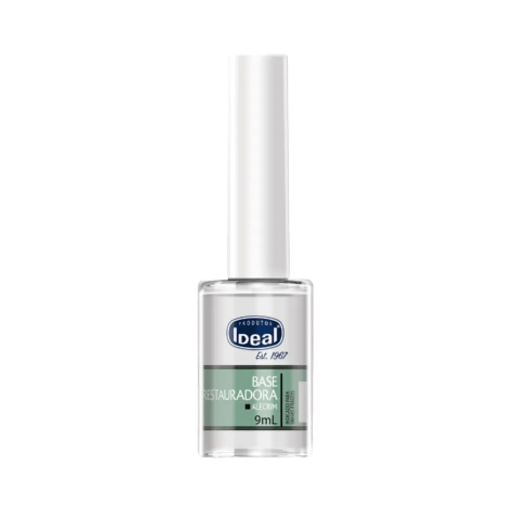 Base Ideal Restauradora Óleo de Alecrim frasco transparente com tampa branca e rótulo verde claro